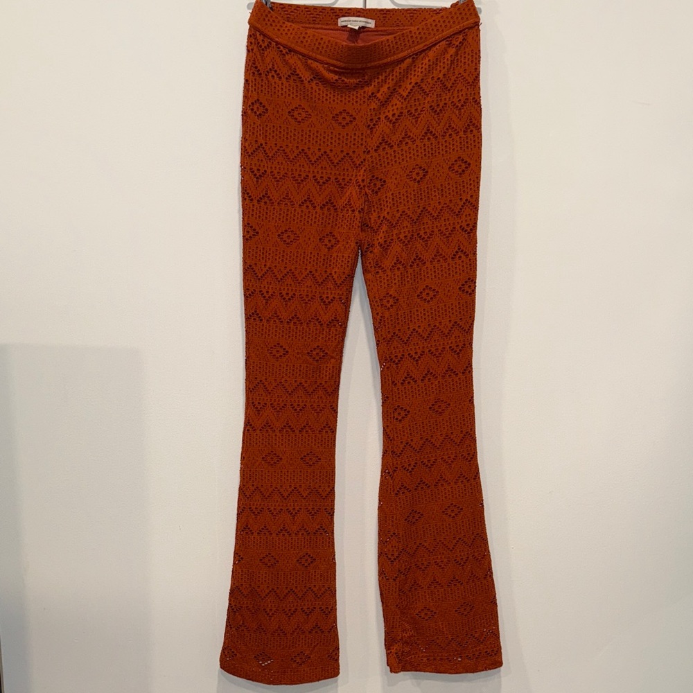 American Eagle Outfitters Orange Textured Pants
